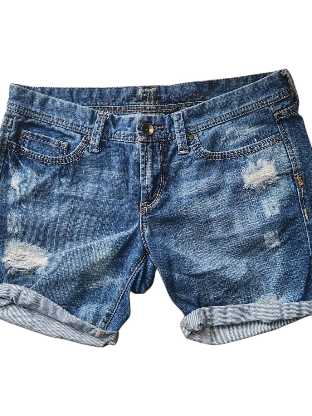 Women's Distressed Rolled-Hem Denim Shorts - Women's 27
